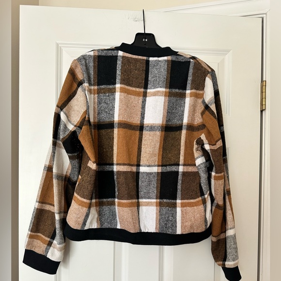 NWOT* SHEIN Plaid Bomber Zip-Up Jacket - Size Large - Picture 3 of 4